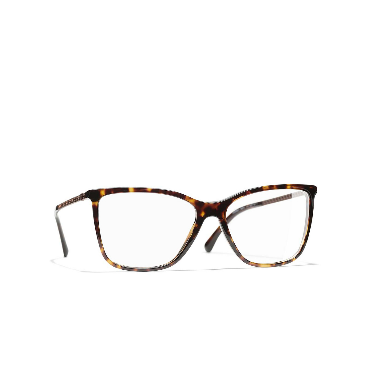 CHANEL rectangle Eyeglasses C714 Dark Tortoise - three-quarters view