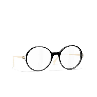 CHANEL round Eyeglasses C501 black - three-quarters view