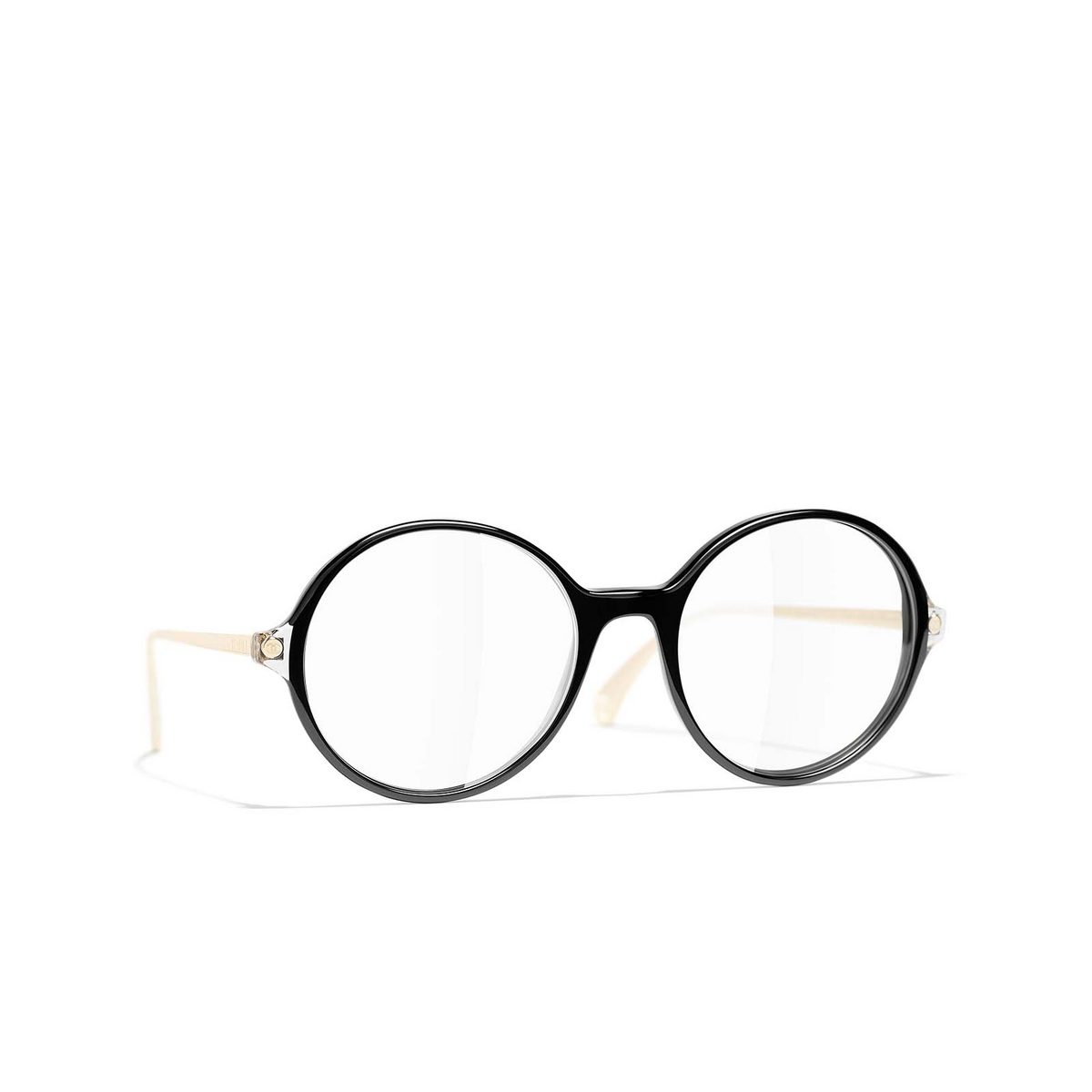 CHANEL round Eyeglasses C501 Black - three-quarters view