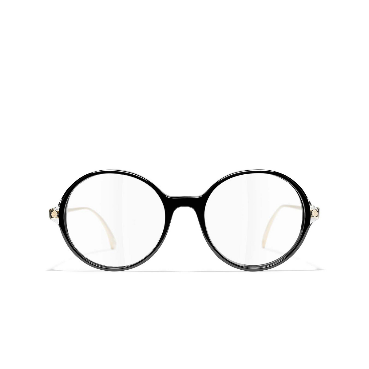 CHANEL round Eyeglasses C501 Black - front view