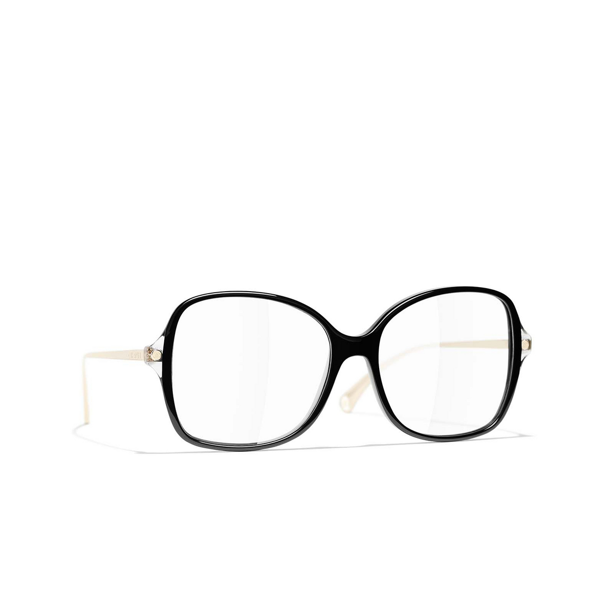 CHANEL square Eyeglasses C501 Black - three-quarters view