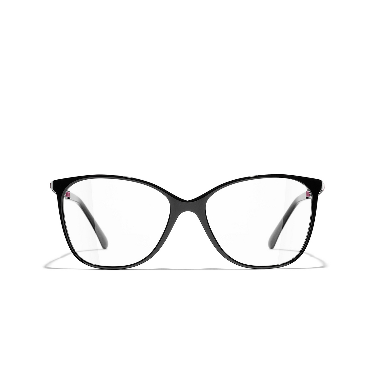 CHANEL square Eyeglasses 1711 Black & Pink - front view