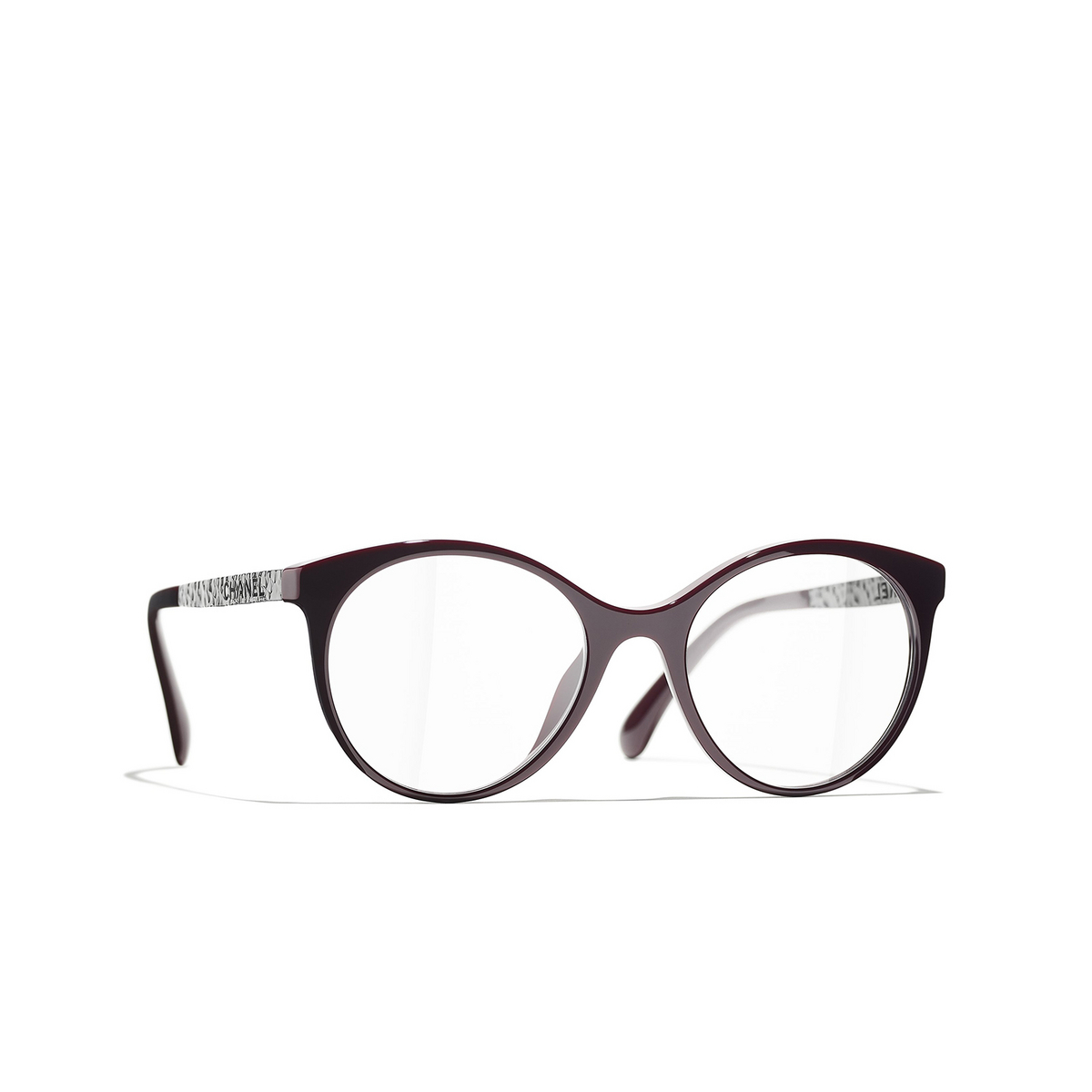 CHANEL pantos Eyeglasses 1448 Red & Dark Silver - three-quarters view