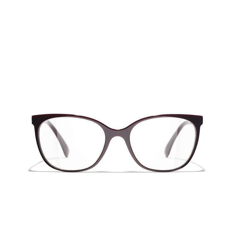 CHANEL square Eyeglasses 1448 red & dark silver