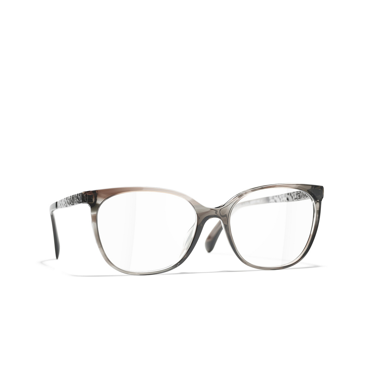 CHANEL square Eyeglasses 1678 Transparent Grey - three-quarters view