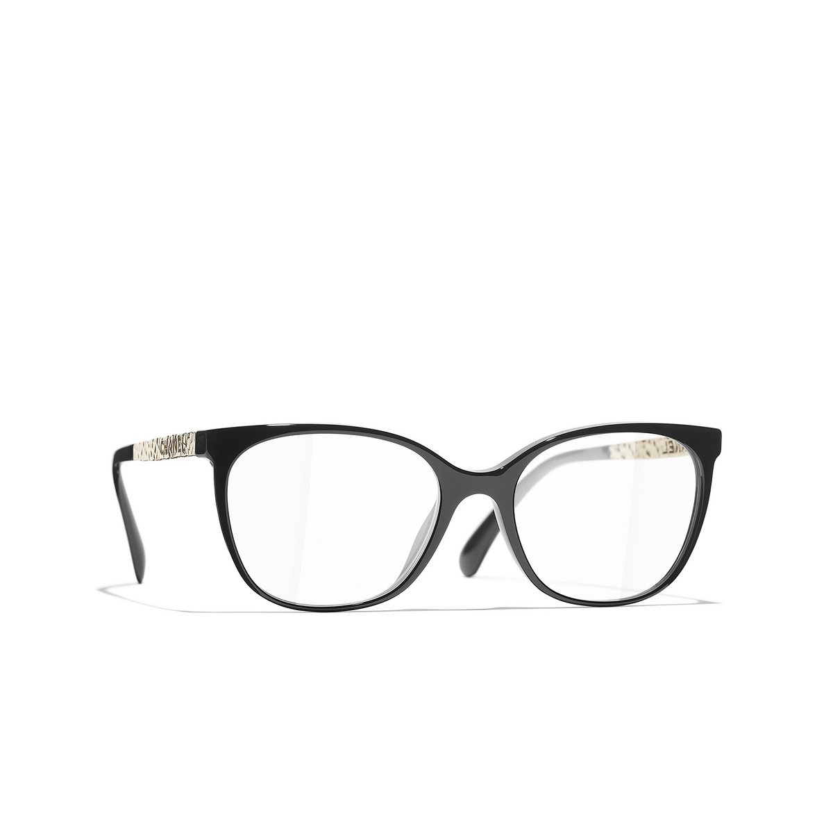 Occhiali quadrati CHANEL da vista C622 Black & Gold - tre quarti