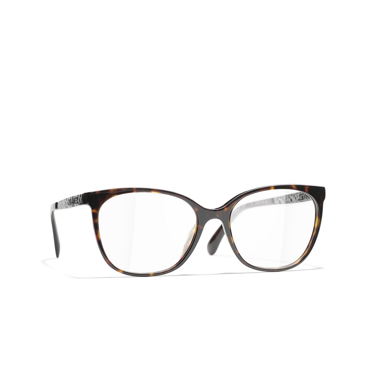 CHANEL square Eyeglasses C714 Dark Tortoise - three-quarters view