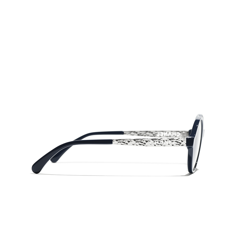 CHANEL round Eyeglasses 1643 blue & silver