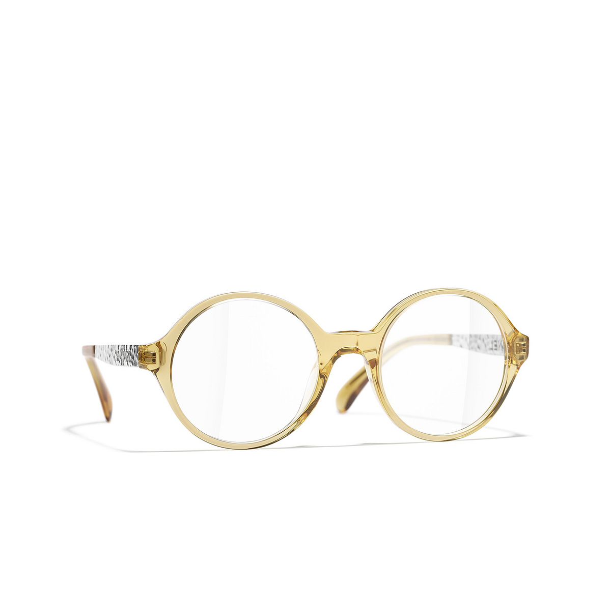 CHANEL round Eyeglasses 1688 Yellow - three-quarters view