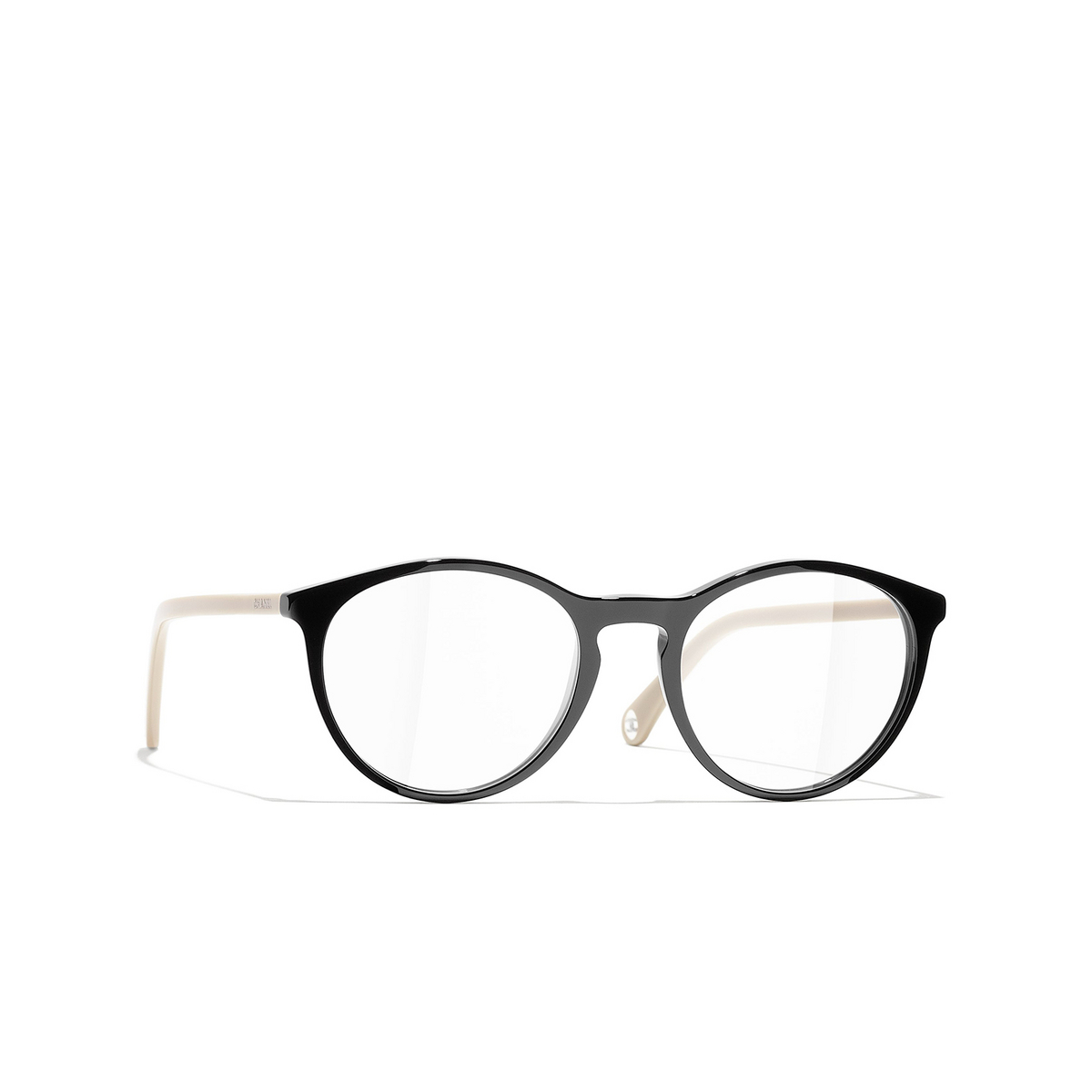 CHANEL pantos Eyeglasses C942 Black & Beige - three-quarters view
