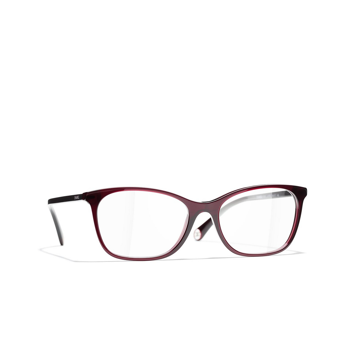 CHANEL rectangle Eyeglasses 1673 Dark Red - three-quarters view