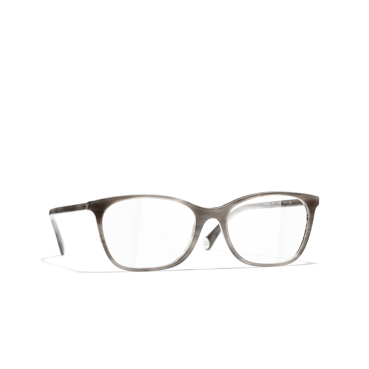 CHANEL rectangle Eyeglasses 1687 Transparent Gray - three-quarters view
