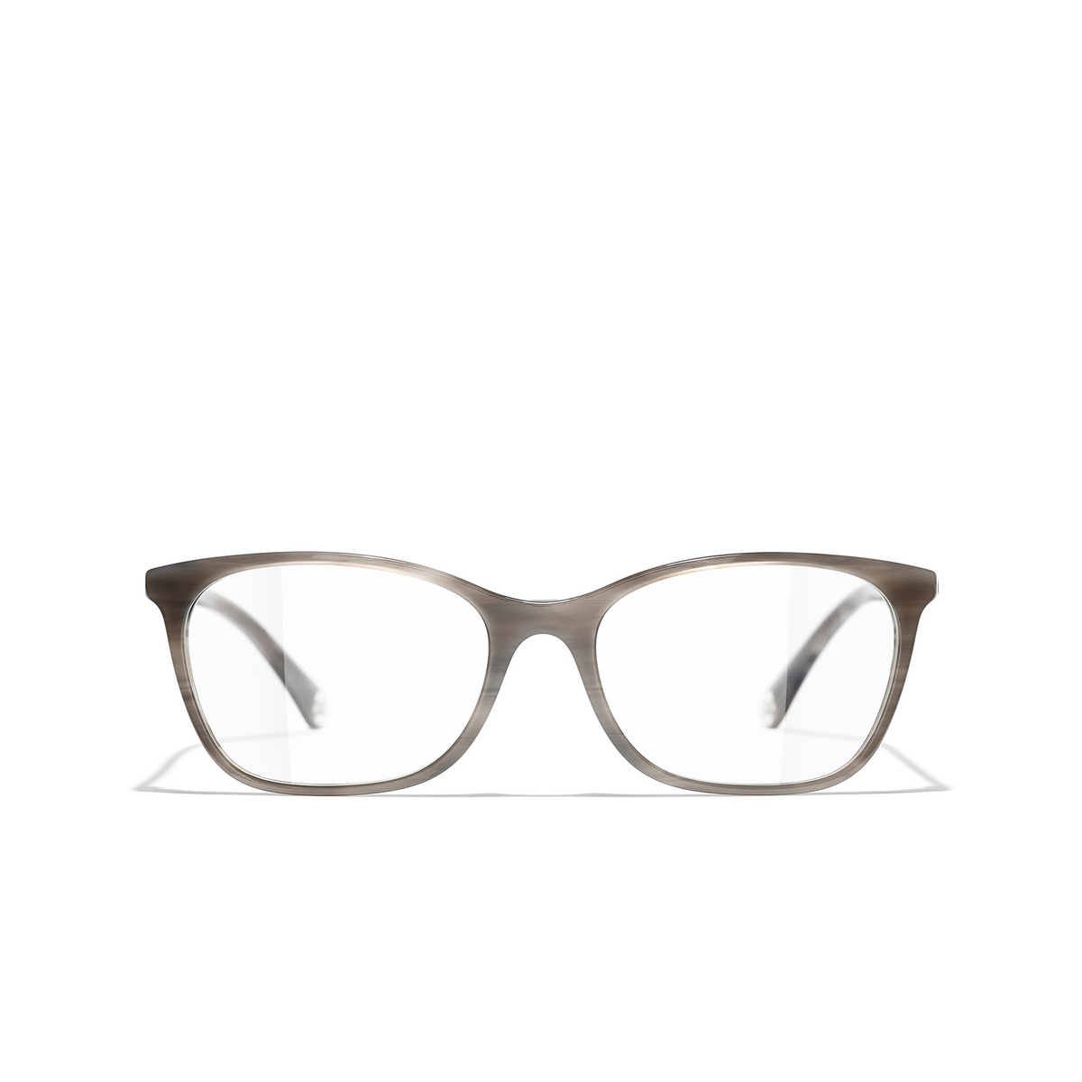 CHANEL rectangle Eyeglasses 1687 Transparent Gray - front view