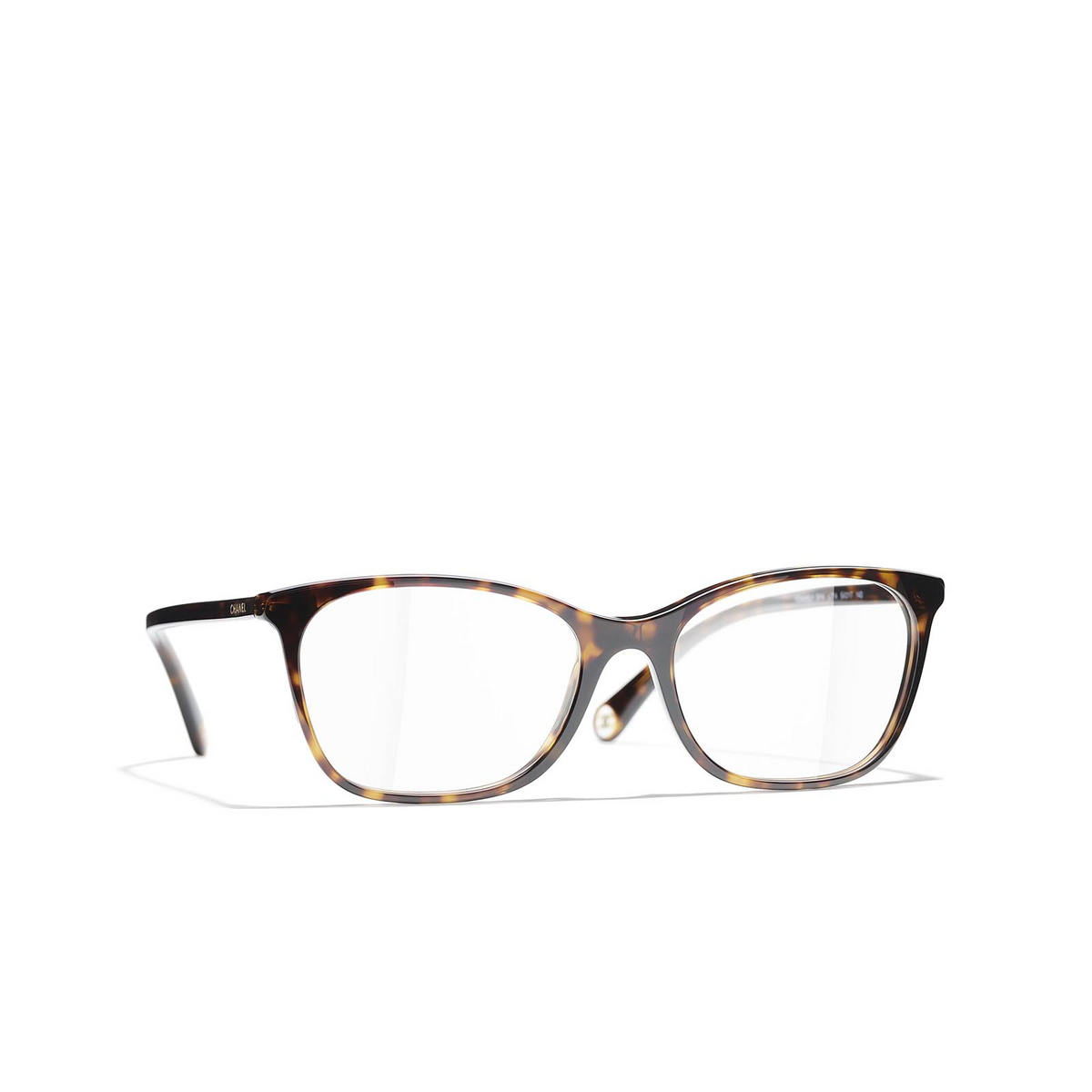 CHANEL rectangle Eyeglasses C714 Dark Tortoise - three-quarters view
