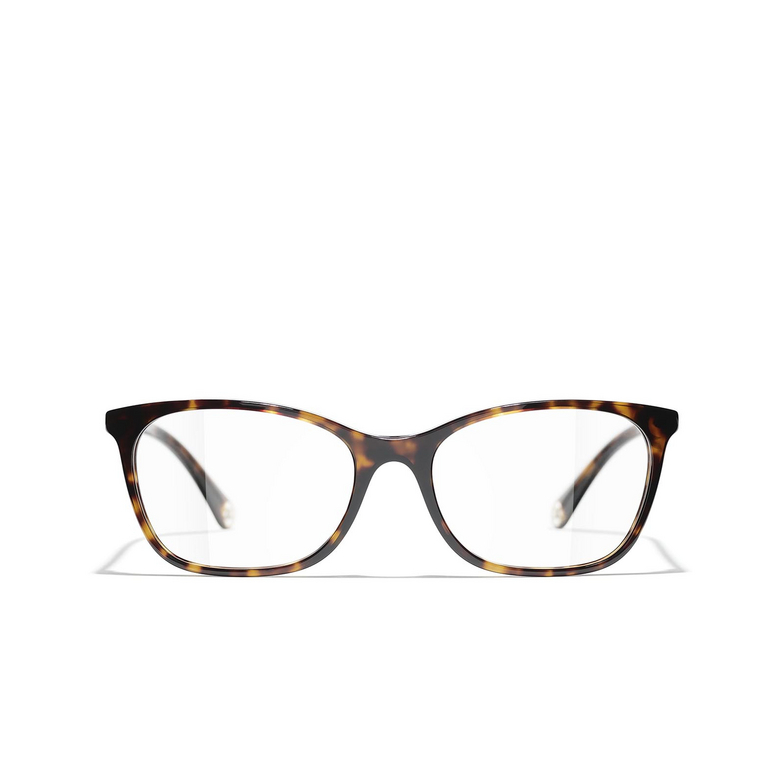 CHANEL rectangle Eyeglasses C714 dark tortoise