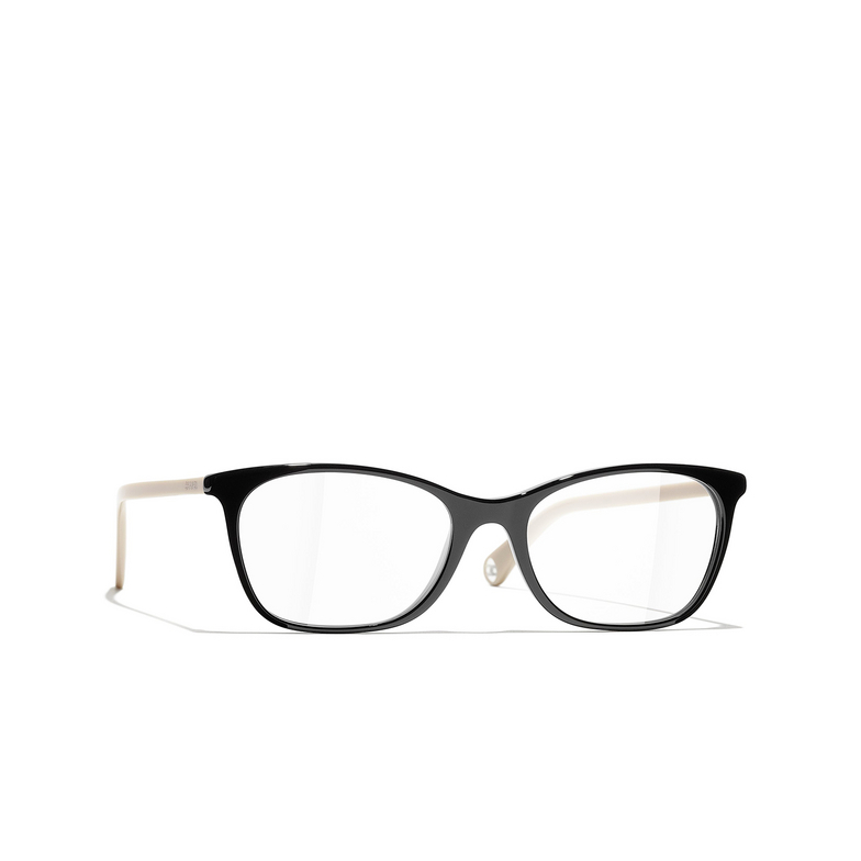 CHANEL rectangle Eyeglasses C942 black & beige