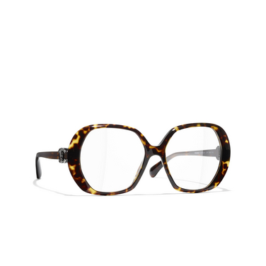 CHANEL square Eyeglasses c714 dark tortoise - three-quarters view