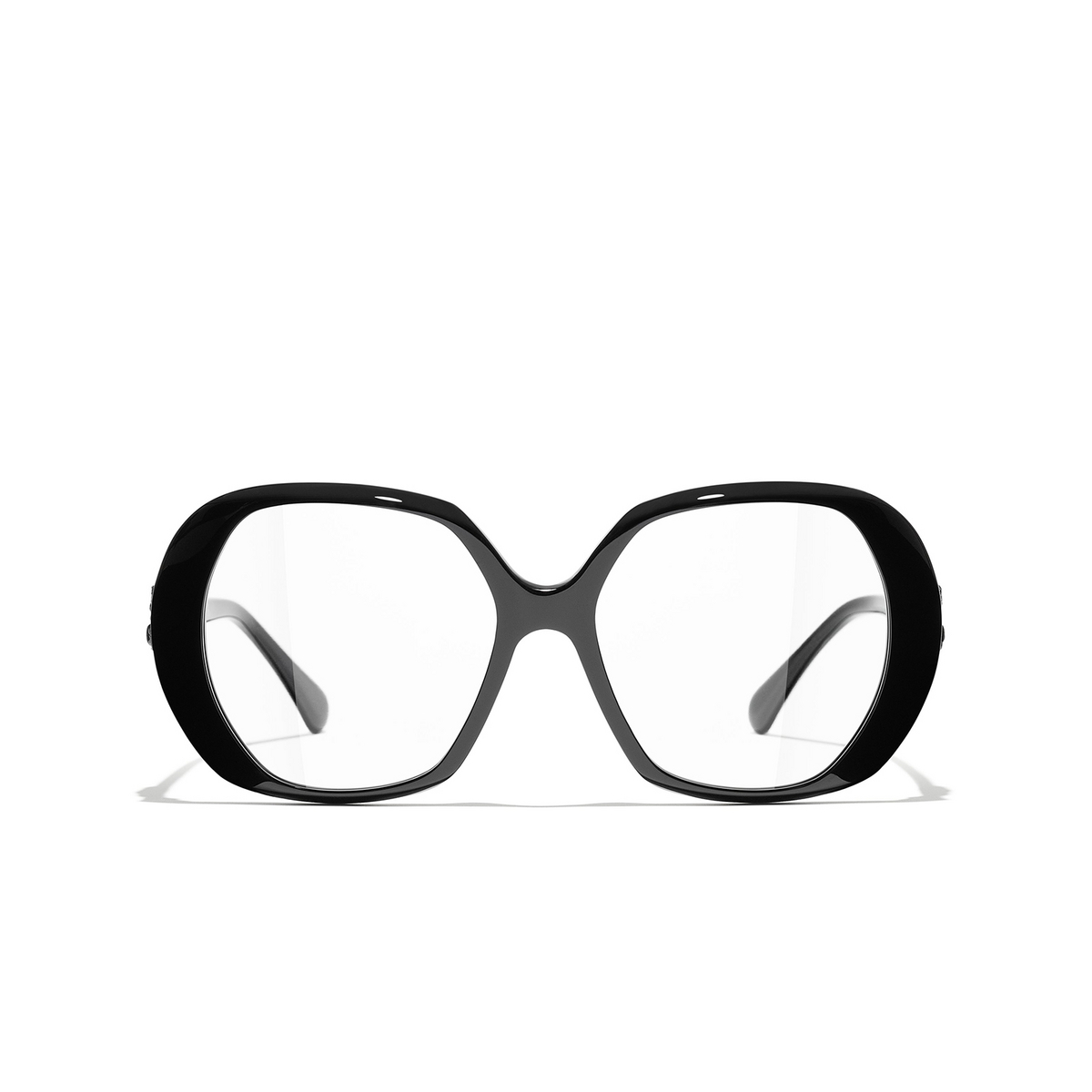 CHANEL square Eyeglasses C888 Black - front view
