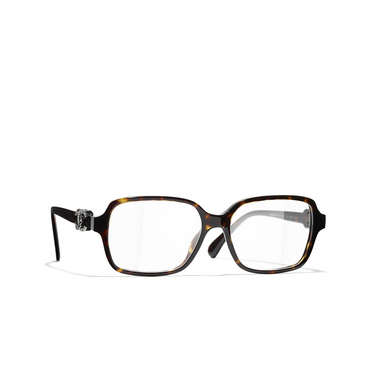 CHANEL square Eyeglasses c714 dark tortoise - three-quarters view
