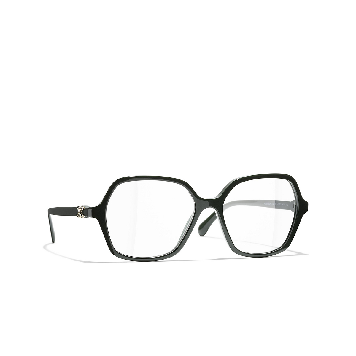 CHANEL square Eyeglasses 1702 Dark Green - three-quarters view