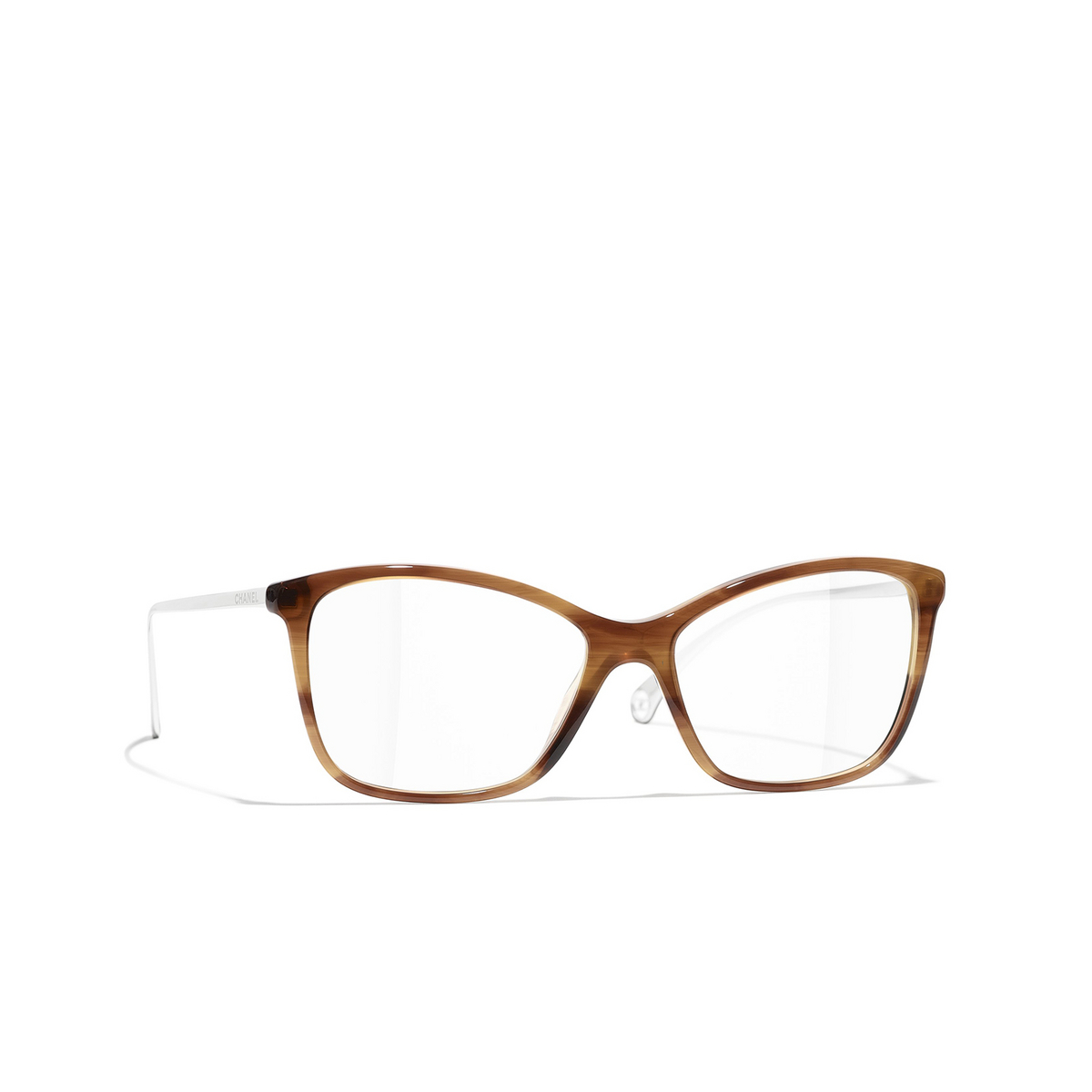 CHANEL rectangle Eyeglasses 1698 Brown - three-quarters view