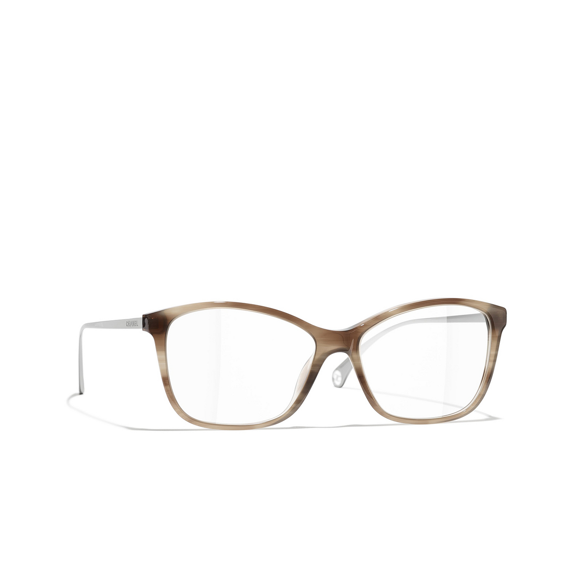 CHANEL rectangle Eyeglasses 1700 Brown - three-quarters view