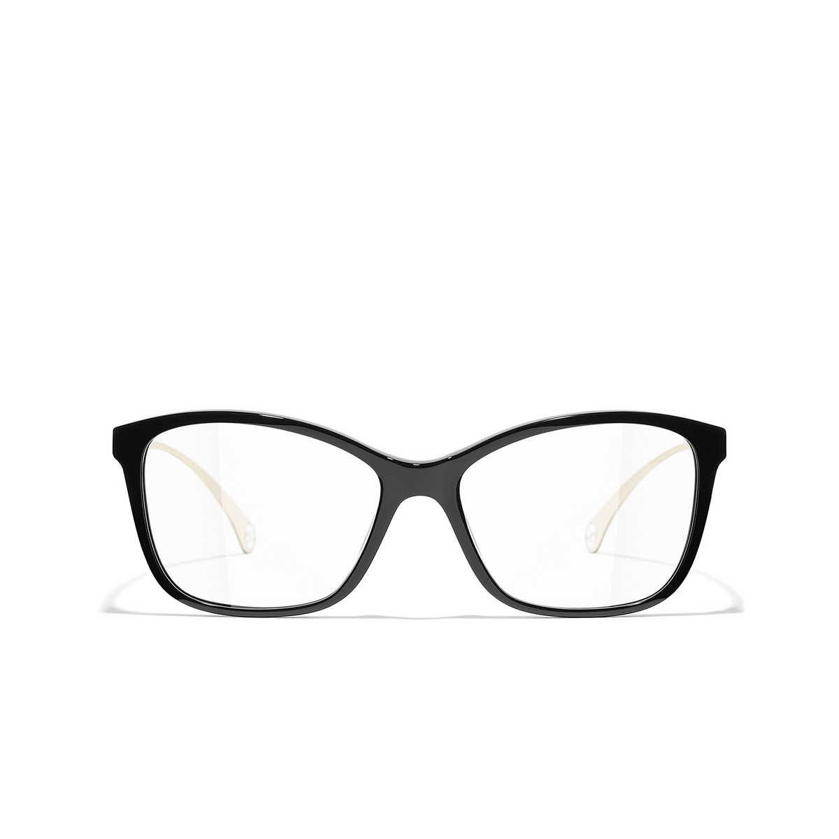 CHANEL rectangle Eyeglasses C501 Black - front view