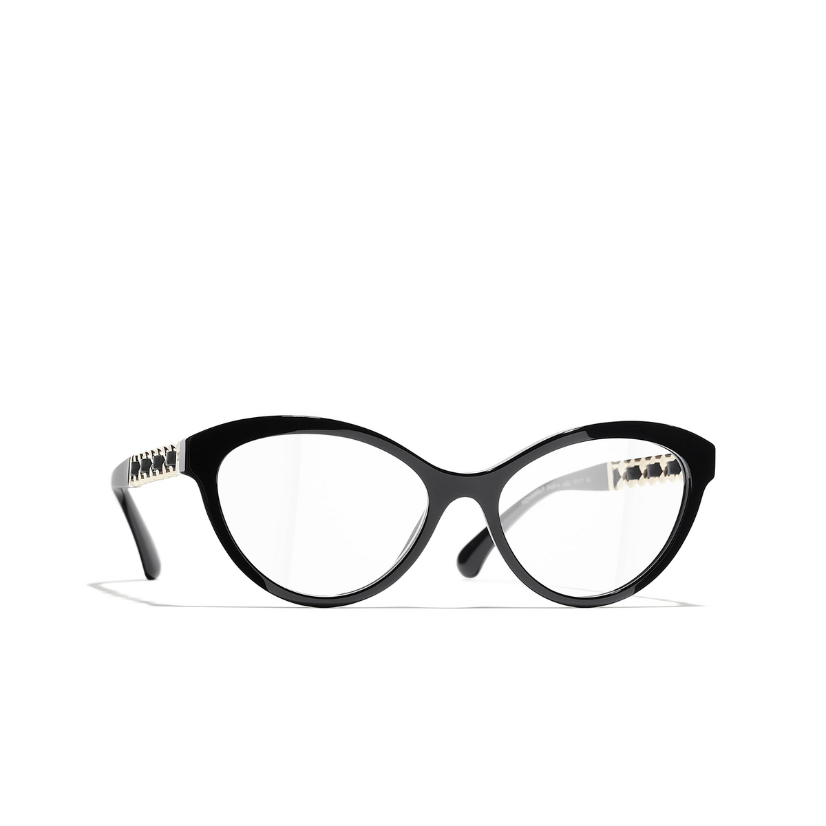 CHANEL cateye Eyeglasses C622 Black & Gold - three-quarters view