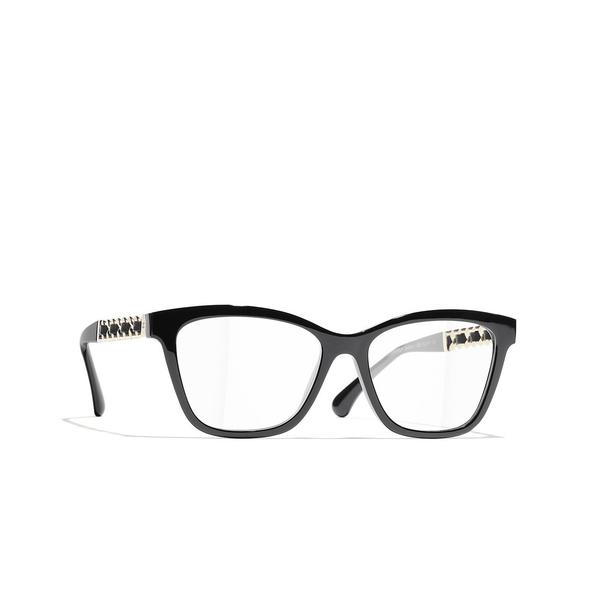 CHANEL square Eyeglasses C622 Black & Gold - three-quarters view