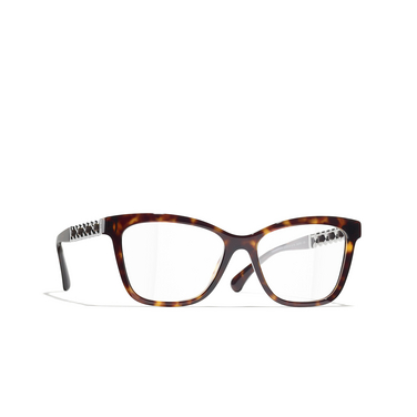 CHANEL square Eyeglasses C714 dark tortoise - three-quarters view