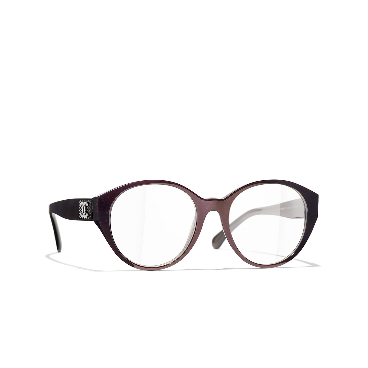 CHANEL round Eyeglasses 1705 Iridescent Red - three-quarters view