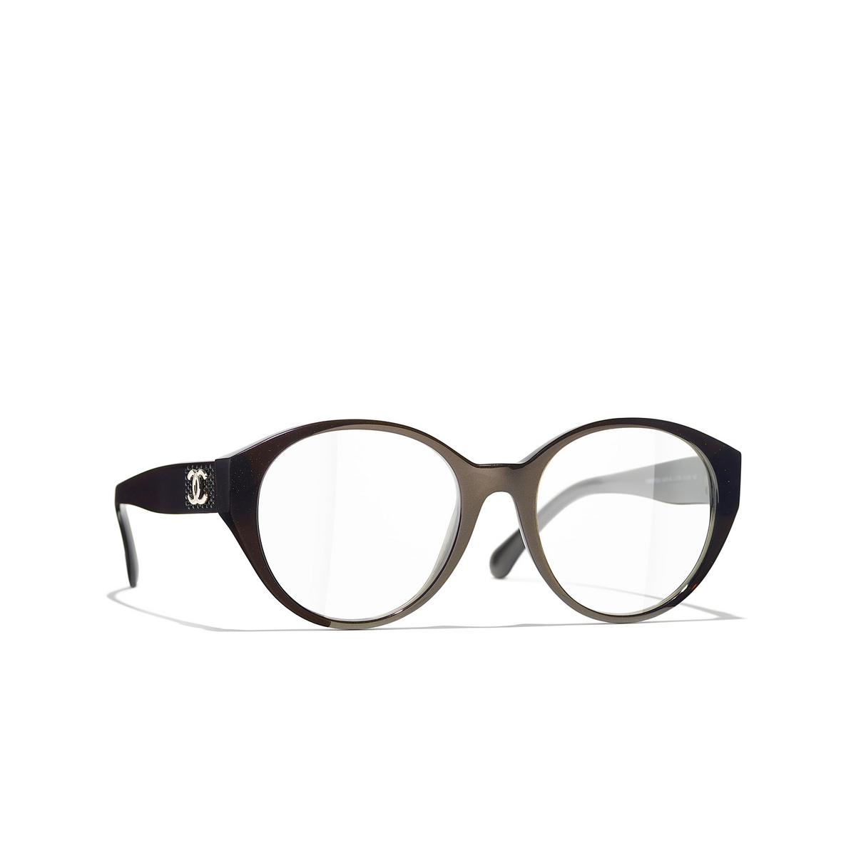 CHANEL round Eyeglasses 1706 Brown - three-quarters view