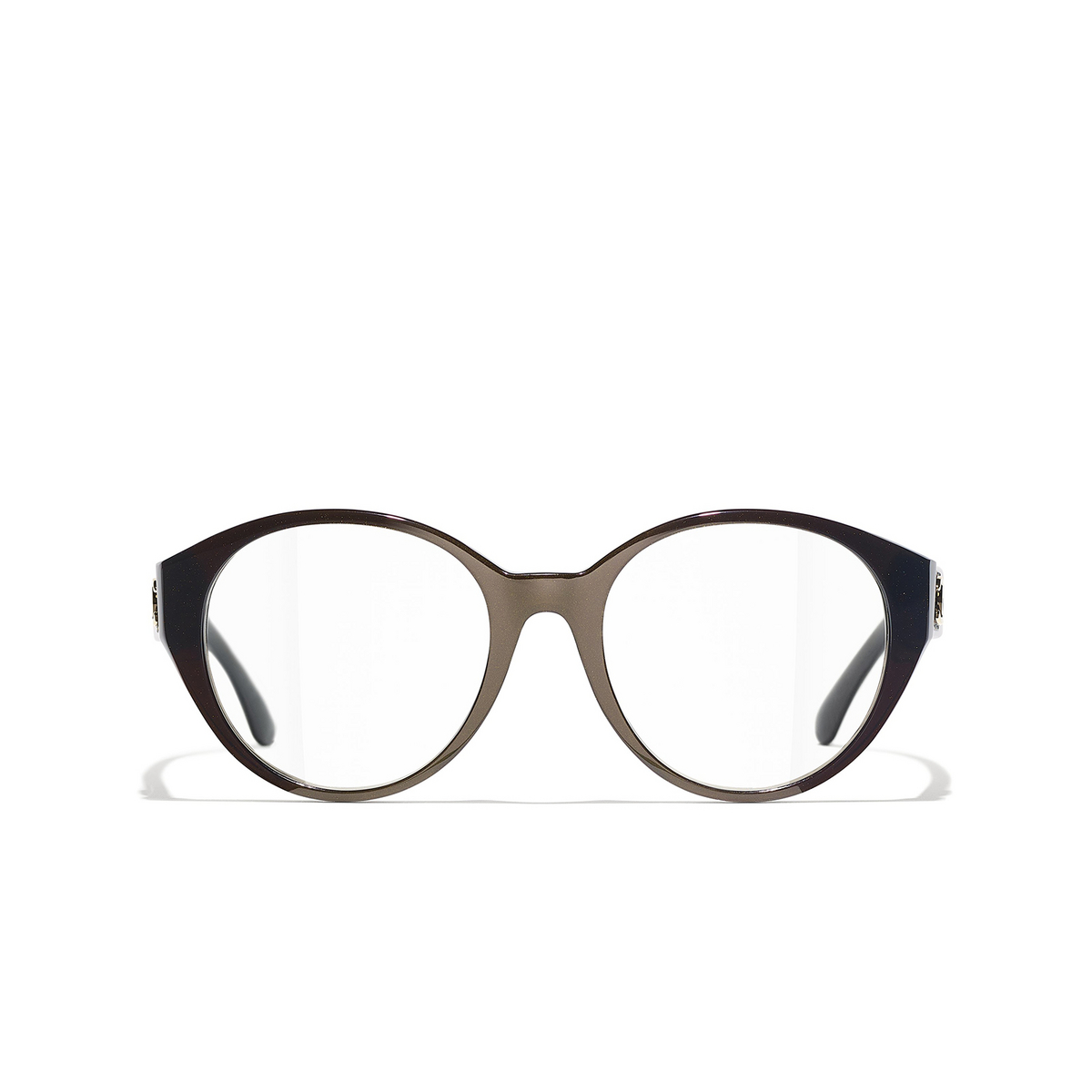 CHANEL round Eyeglasses 1706 Brown - front view