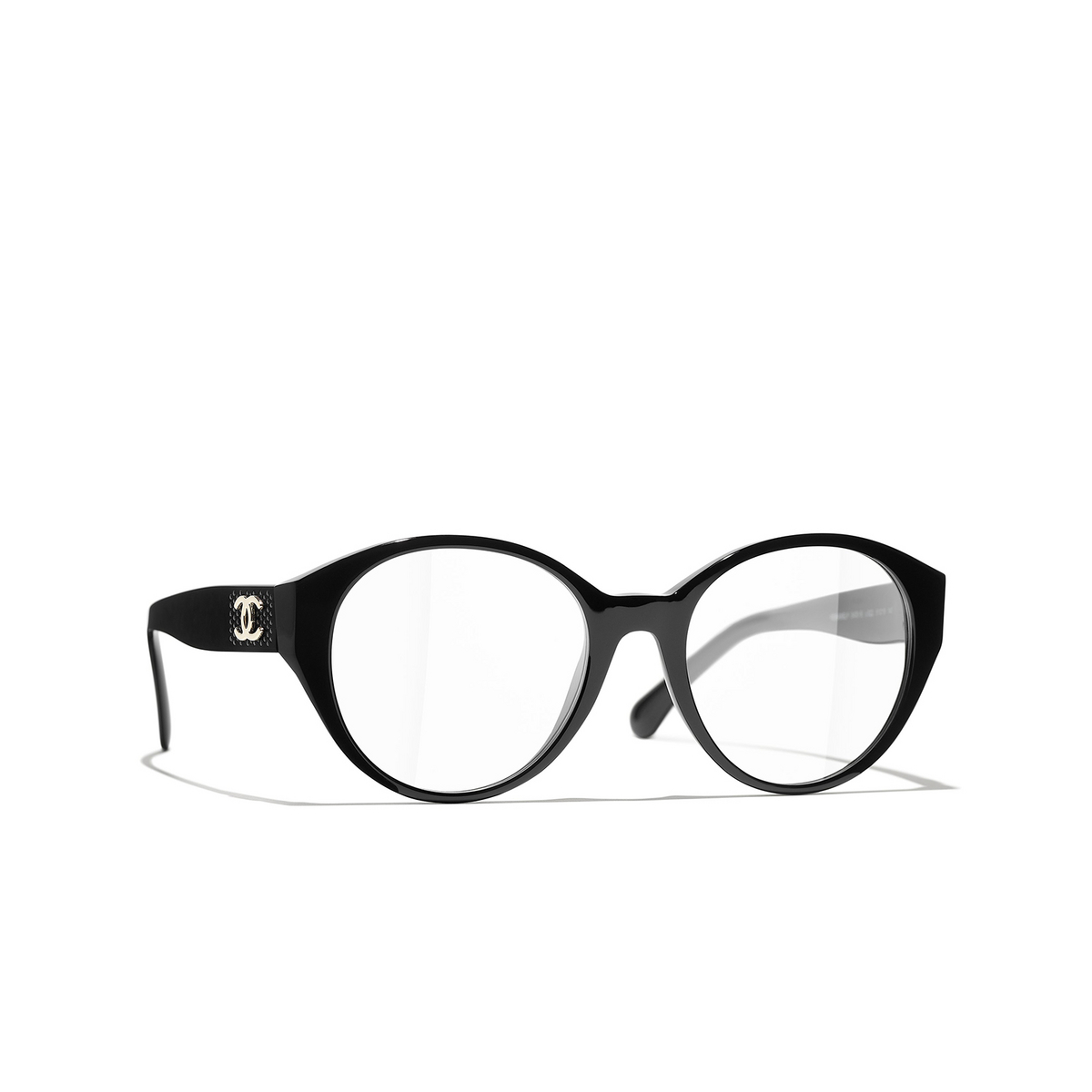 CHANEL round Eyeglasses C622 Black - three-quarters view