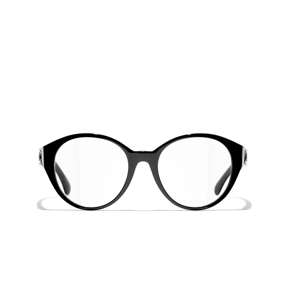 CHANEL round Eyeglasses C622 Black - front view