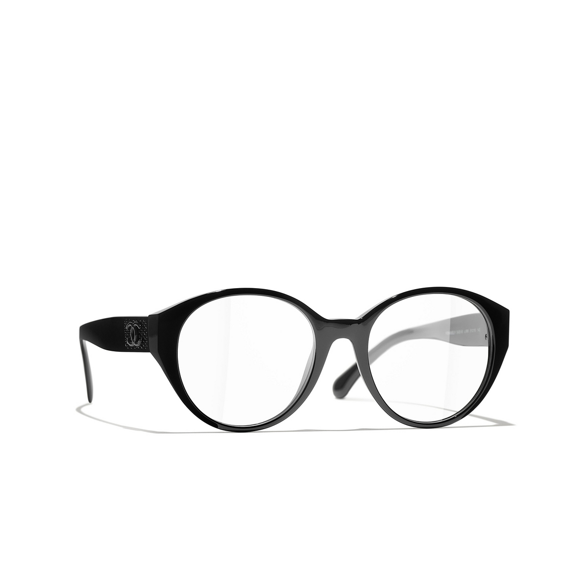 CHANEL round Eyeglasses C888 Black - three-quarters view