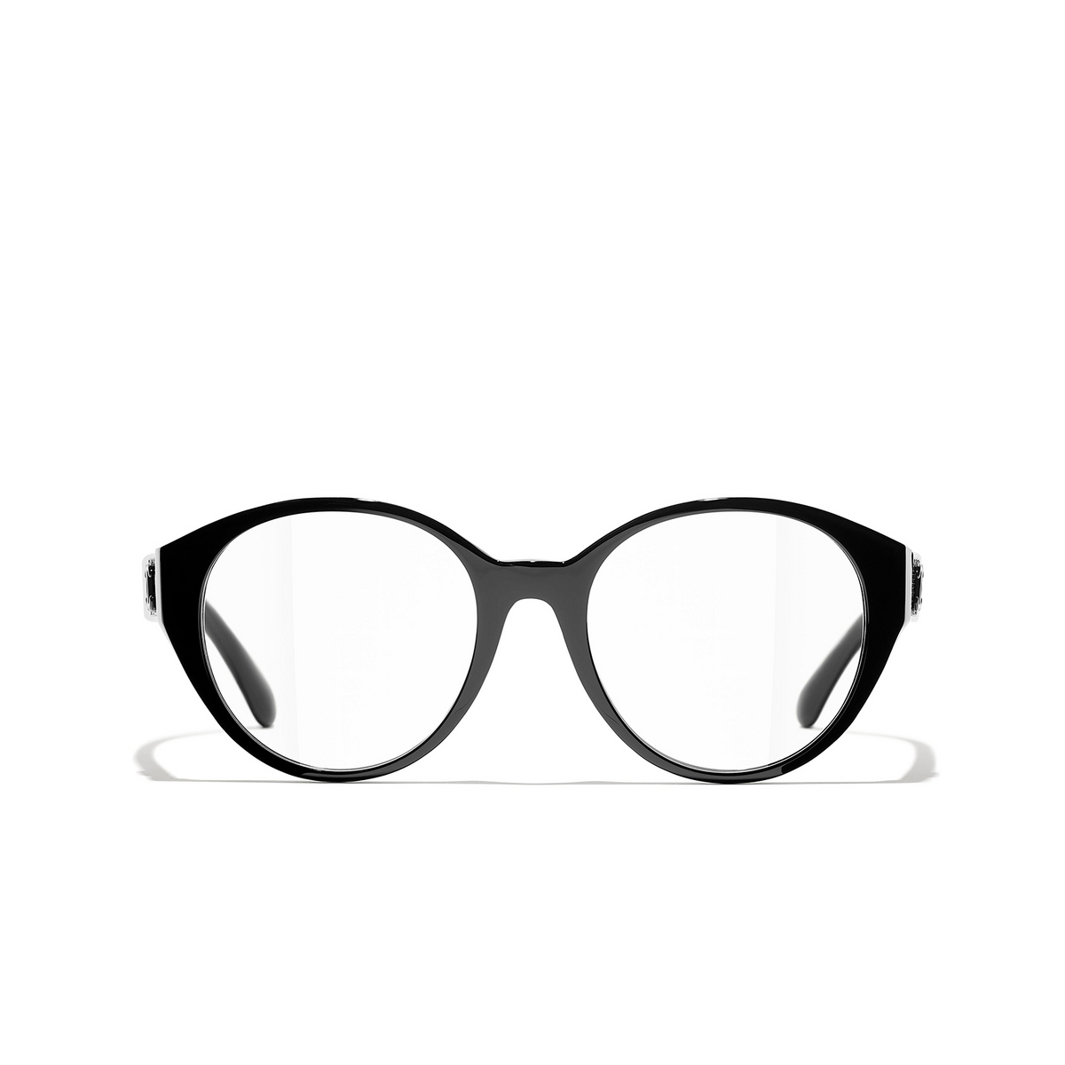 CHANEL round Eyeglasses C888 Black - front view