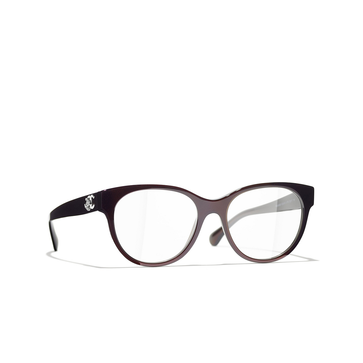 CHANEL butterfly Eyeglasses 1705 Red - three-quarters view