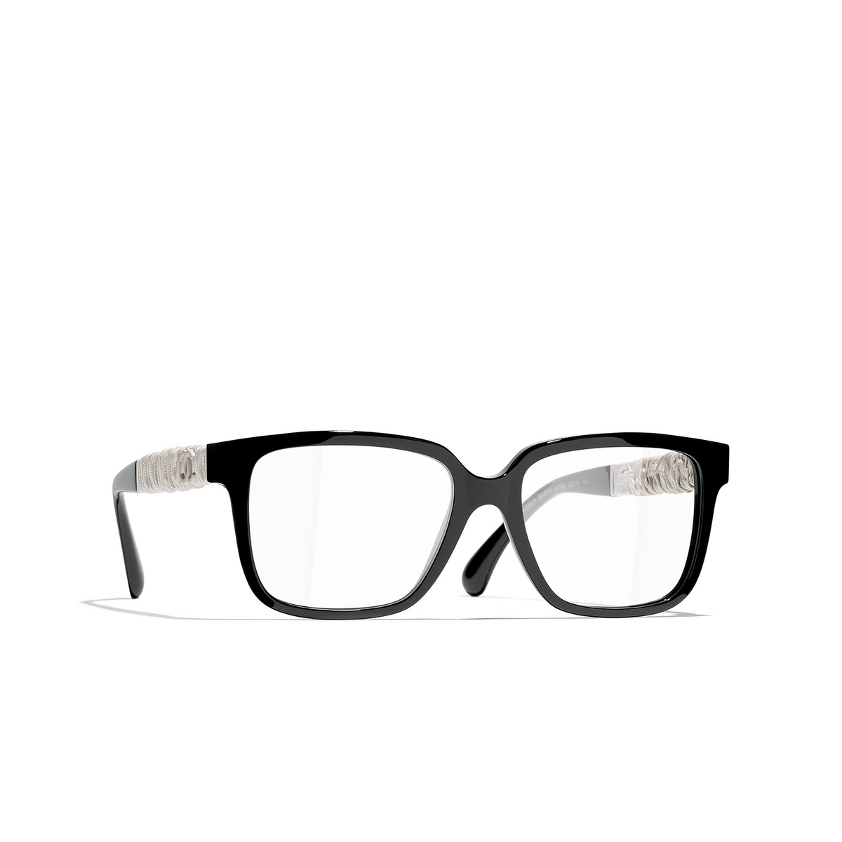 CHANEL square Eyeglasses 1082 Black & White - three-quarters view