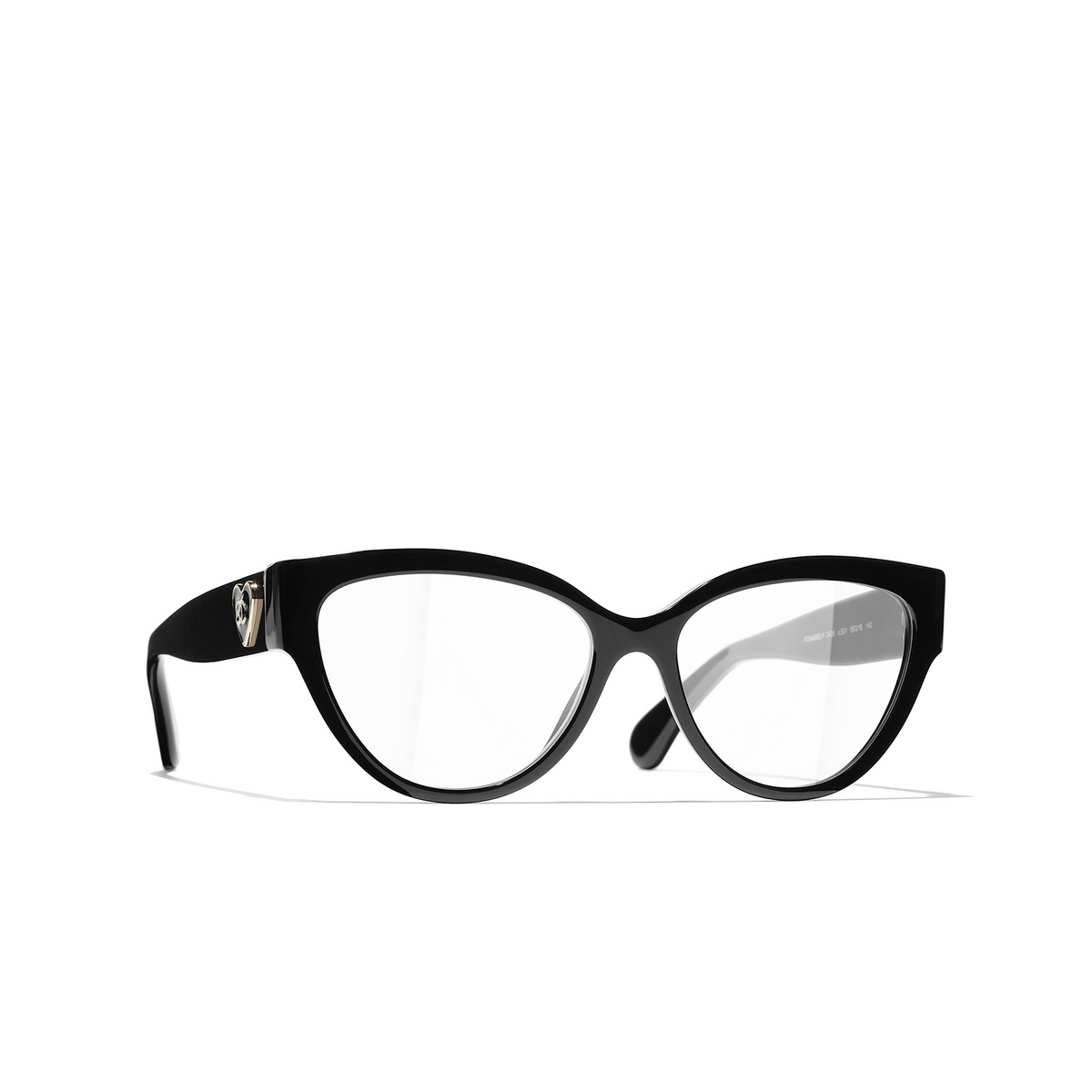 CHANEL cateye Eyeglasses C501 Black - three-quarters view