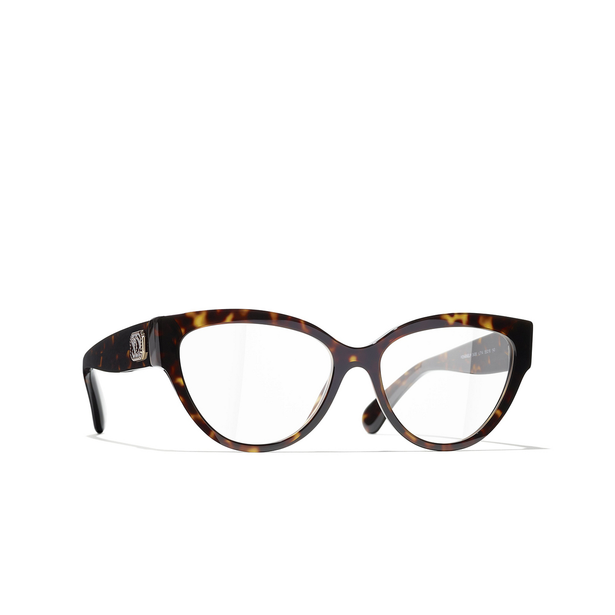 CHANEL cateye Eyeglasses C714 Dark Tortoise - three-quarters view