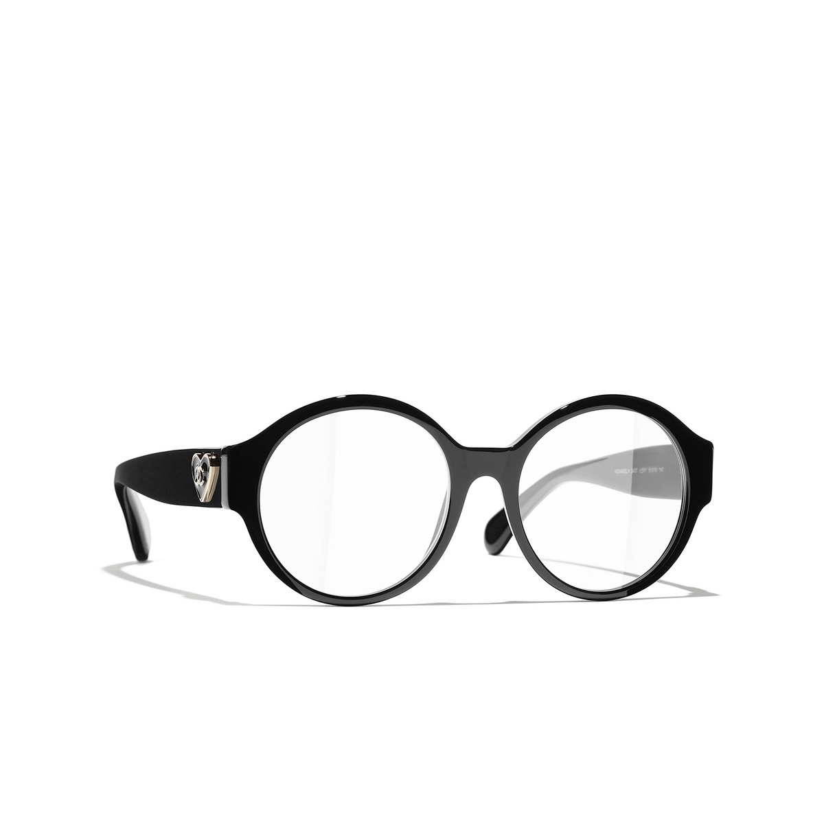 CHANEL round Eyeglasses C501 Black - three-quarters view