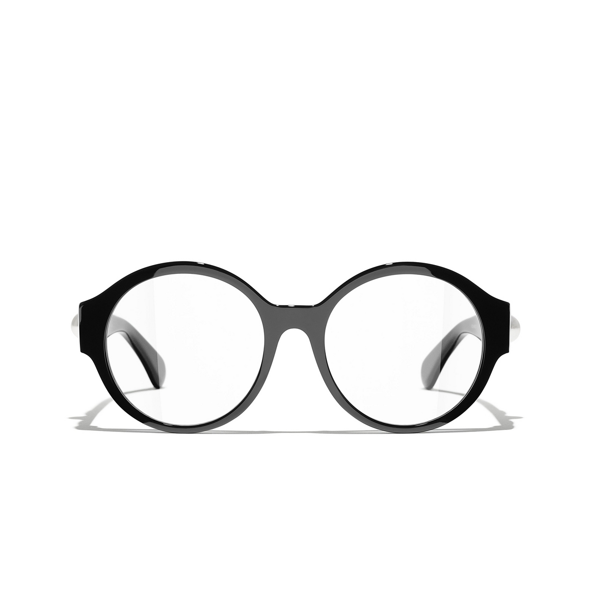 CHANEL round Eyeglasses C622 Black - front view