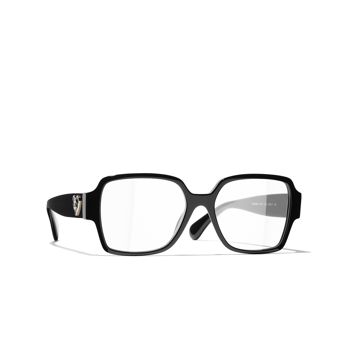 CHANEL square Eyeglasses C501 Black - three-quarters view