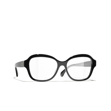 CHANEL square Eyeglasses C622 black & gold - three-quarters view