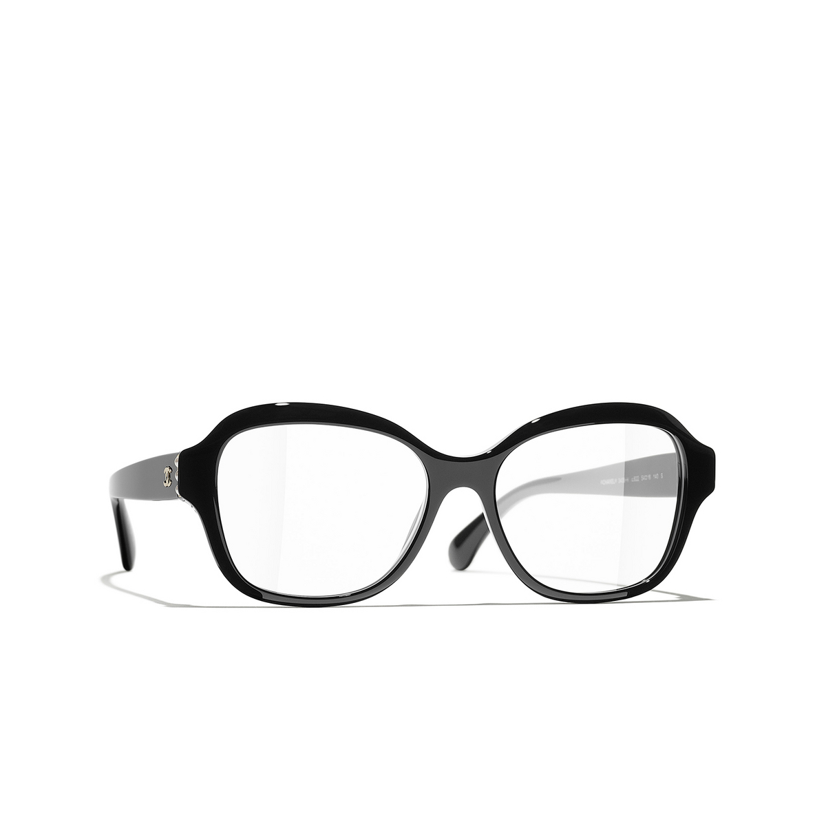 CHANEL square Eyeglasses C622 Black & Gold - three-quarters view