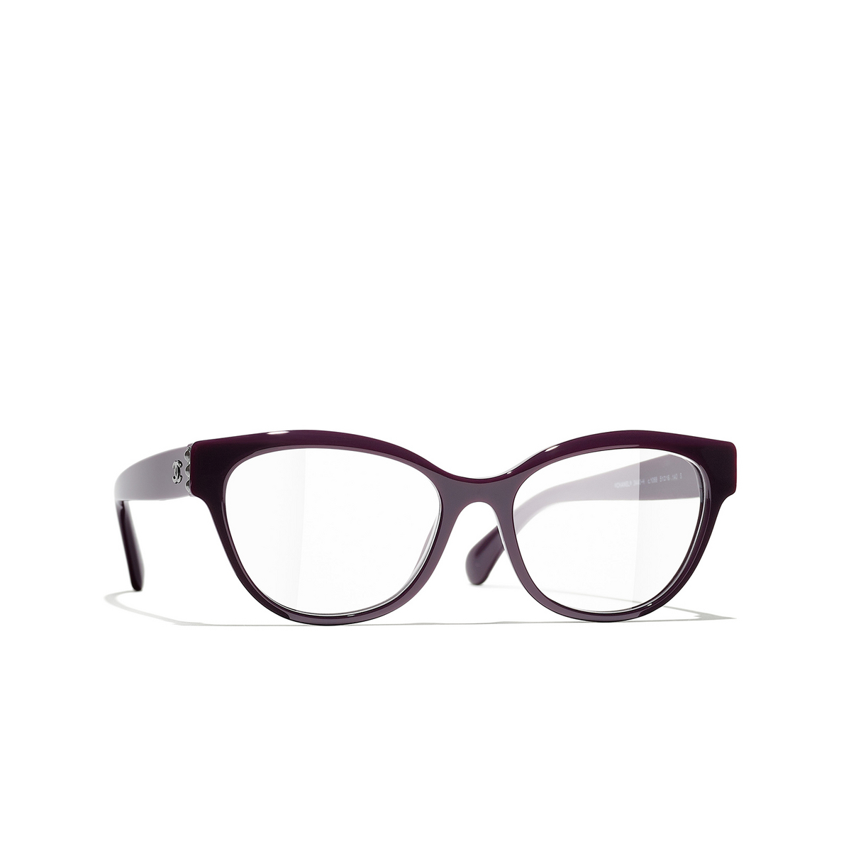 CHANEL butterfly Eyeglasses 1068 Burgundy - three-quarters view