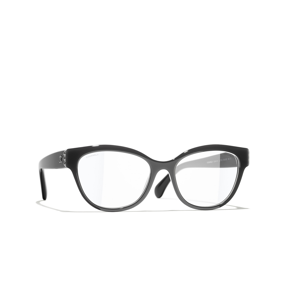 CHANEL square Eyeglasses 1716 Dark Grey - three-quarters view