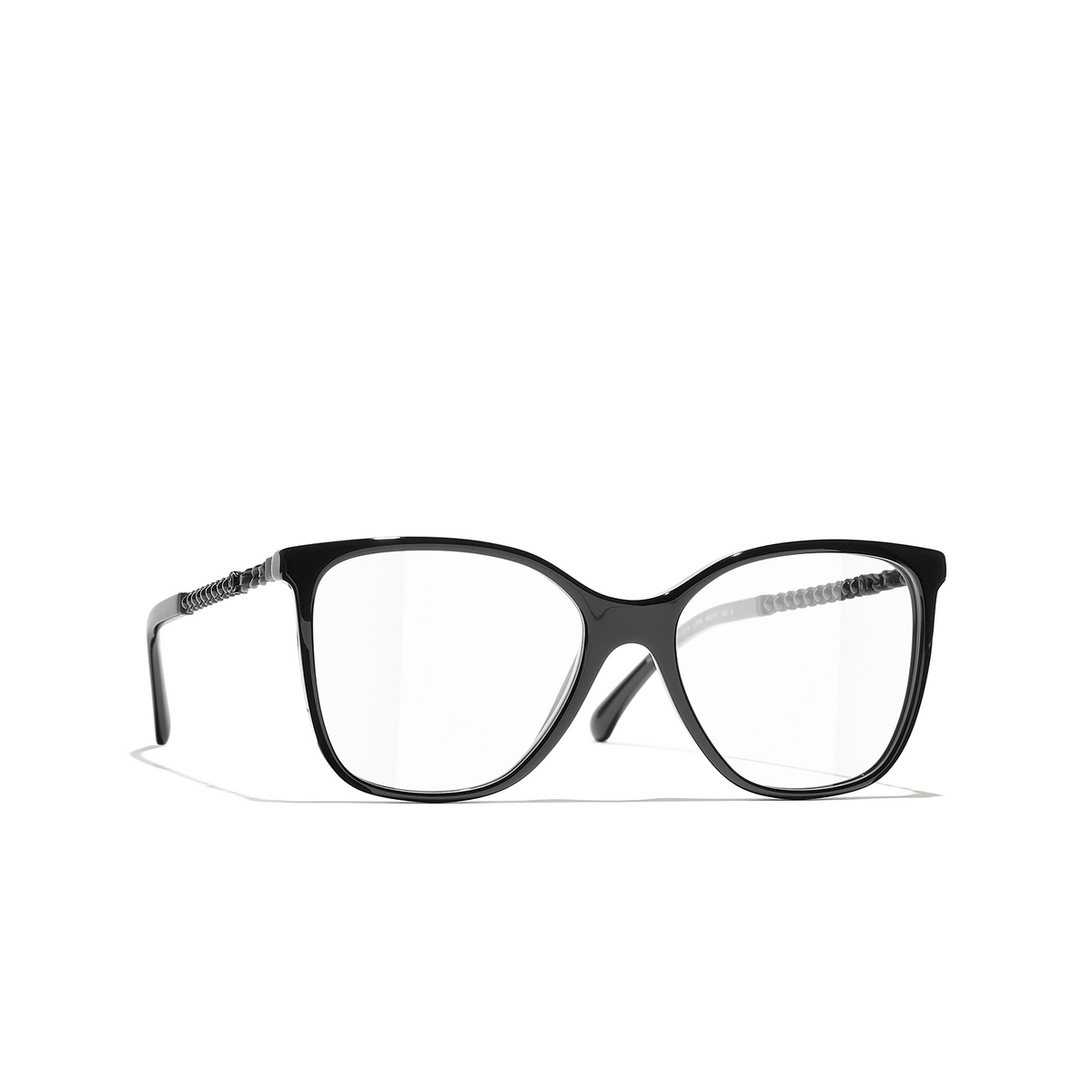 CHANEL square Eyeglasses C888 Black - three-quarters view