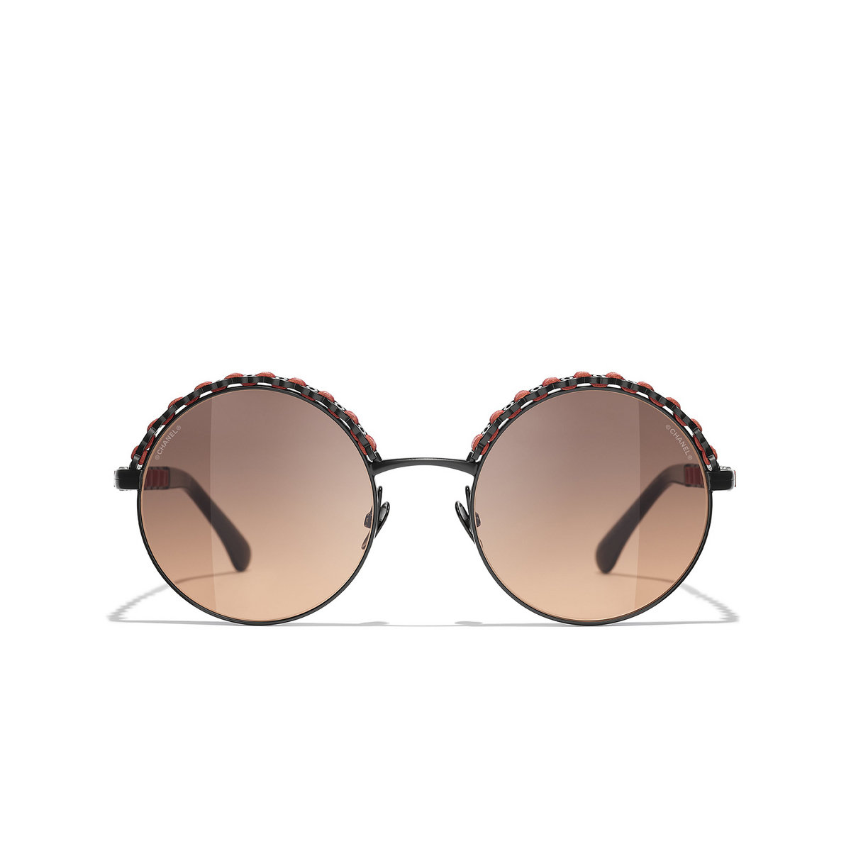 CHANEL round Sunglasses C10118 Black & Orange - front view